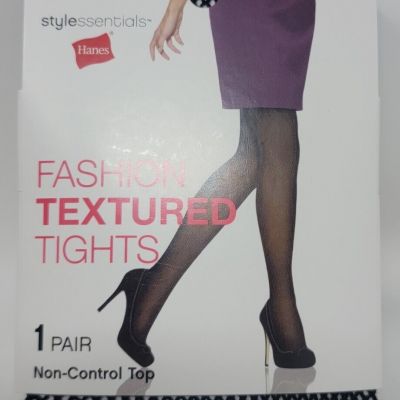 Sz M/L Black Fishnet Pantyhose Hanes Style-Essentials Fashion Textured Tights